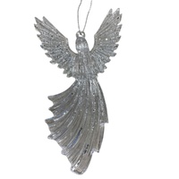 Acrylic Hanging Angel Bent Silver 15cm
