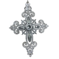 Acrylic Hanging Cross Circle Diamonte Silver 16cm