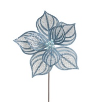 Blue Denim Lace Poinsettia 27cm