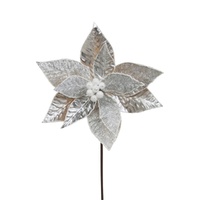 Silver Poinsettia w. White Edge 27cm