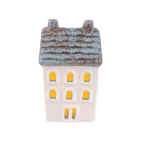 LED Ceramic Blue House 16cm