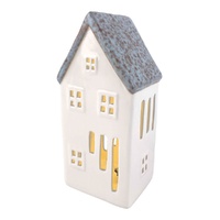 LED Ceramic Blue House 17cm
