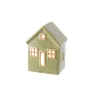 LED Ceramic Light Green House 13cm