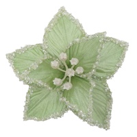 Light Mint Poinsettia Clip 21cm