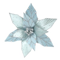 Sky Blue Poinsettia w. Diamontes 24cm