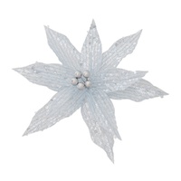 Sequin Poinsettia w. Silver Centre 27cm