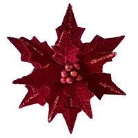 Red Poinsettia w. Sequin Edge 30cm