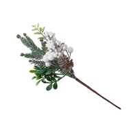White Berry Pick w. Pinecone 31cm