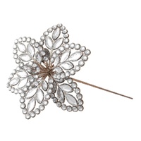 Jewelled Champagne Poinsettia Stem 44cm