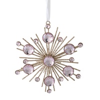 Jewelled Pink Hanging Flake 15cm
