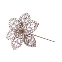 Jewelled Pink Poinsettia Stem 44cm