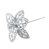 Jewelled Silver Poinsettia Stem 44cm