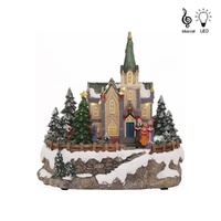 LED Christmas House w. Trees 35cm