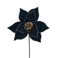 Midnight Blue Poinsettia w. Glitter Edge 28cm