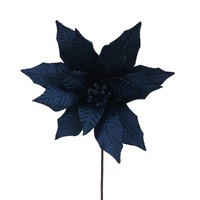 Midnight Blue Poinsettia w. Glitter Edge 31cm