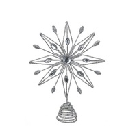 Silver Starburst Tree Topper w. Gems 27cm