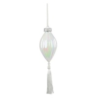 Iridescent White Bauble Drop 23cm