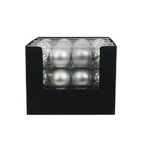 Silver Shatterproof Baubles 4pk 8cm