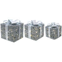 LED Silver Present Stack Set of 3