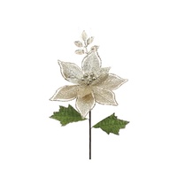 Champagne Poinsettia w. Leaves 22cm