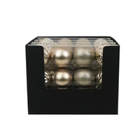 Champagne Shatterproof Baubles 4pk 8cm