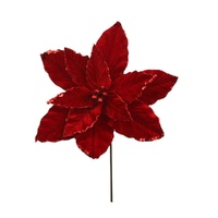 Red Velvet Poinsettia w. Glitter Edge 45cm