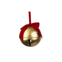 Gold Bell w. Red Bow 12cm