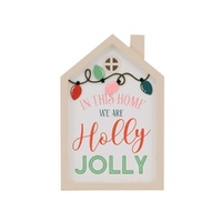Holly Jolly House Sign 18cm