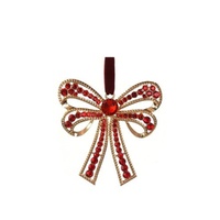 Red Crystal Hanging Bow 10cm