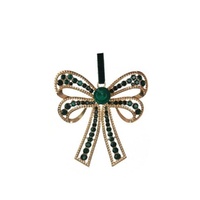 Green Crystal Red Hanging Bow 10cm