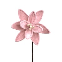 Pink Velvet Poinsettia w. Pearls 28cm