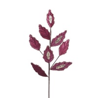 Plum Leaf Stem w. Champagne Glitter 74cm