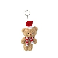 Plush Christmas Bear Key Chain Brown 14cm