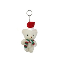 Plush Christmas Bear Key Chain White 14cm