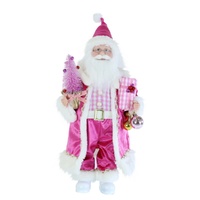 Hot Pink Santa w. Present 45cm