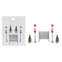 Christmas Street Scene w. Silver Seat 5pc 
