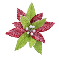 Snowy Poinsettia Red & Lime Clip 28cm