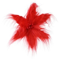 Red Furry Flower Clip 36cm