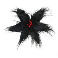 Black Furry Flower Clip 36cm