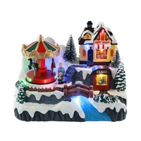 Christmas Village w. Rotating Carousel 22cm