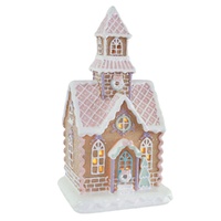 LED Pastel Gingerbread Church 23cm