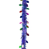 Blue Fine Cut Tinsel w. Bulbs 2m