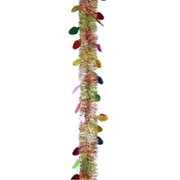Champagne Fine Cut Tinsel w. Bulbs 2m