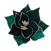 Emerald Luxe Velvet Poinsettia Clip 28cm