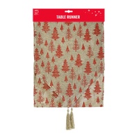 Tree Table Runner w. Gold Tassel 180cm
