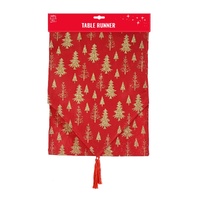 Tree Table Runner w. Red Tassel 180cm