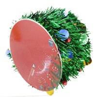 Green Tinsel Ribbon w. Rainbow Dots 7.6m