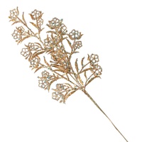 Sequin Leaf Spray Champagne 64cm