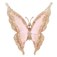 Glitter Butterfly w. Pink Centre Clip 20cm