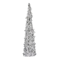 Ice Glitter Cone Tree Silver 46cm